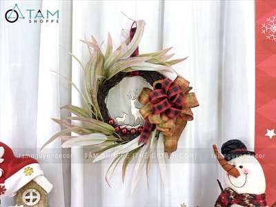 Vòng nguyệt quế Noel rừng lá xoáy 2 size VNGQ-X-38